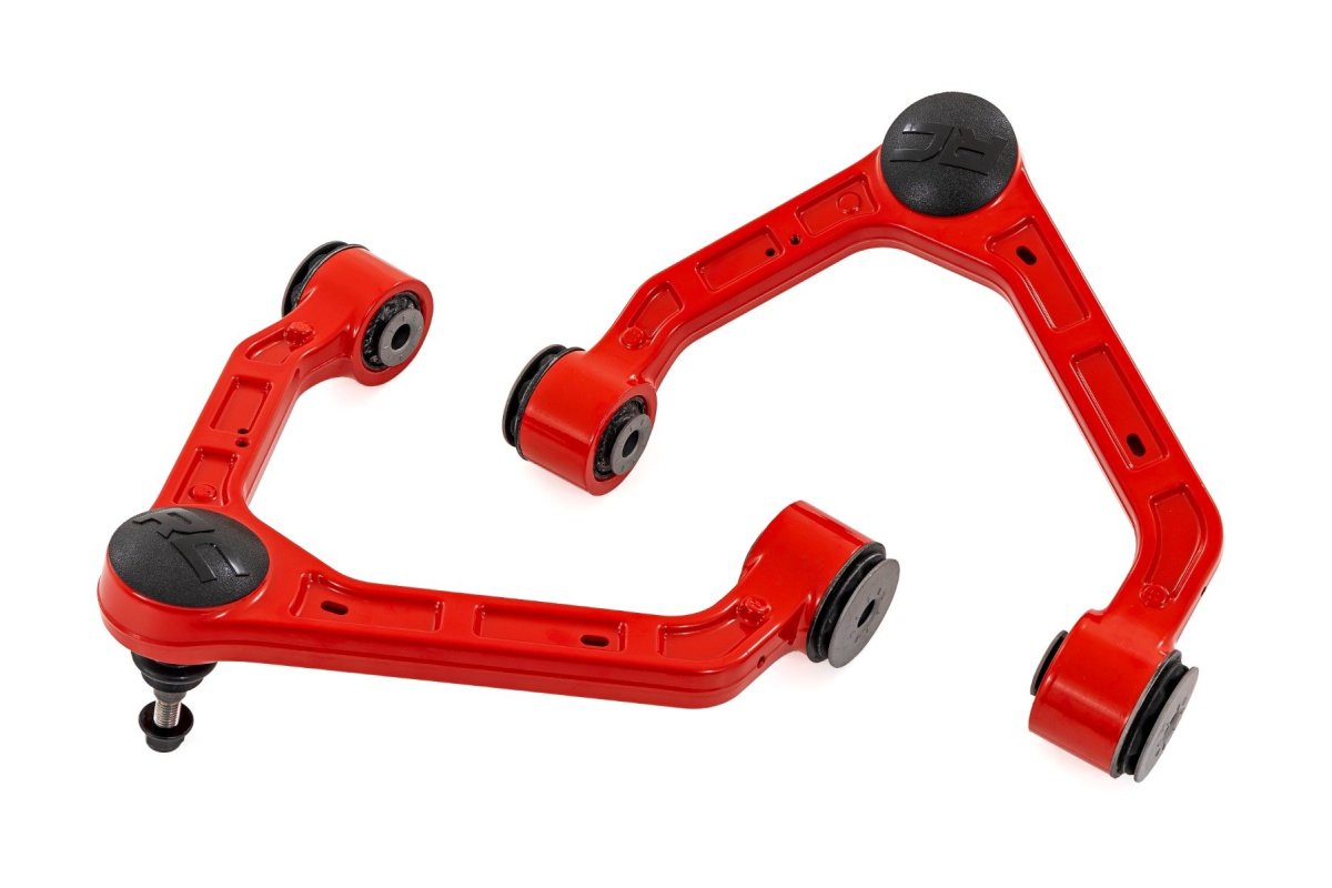 Chevrolet Colorado Upper Control Arms - Rough Country - Forged Aluminum, OE Upgrade, Oversized POM Ball Joints - Red - '23-'24